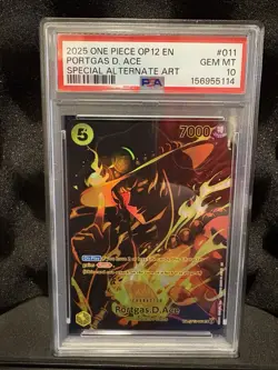 2025 One Piece OP12 En Portgas D Ace Special Alternate Art #011 PSA 10 Gem Mint - Image 1