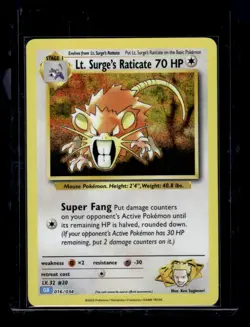 Lt. Surge's Raticate Classic Collection Trading Card Game Classic 016/034 NM - Image 1