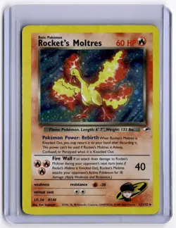 Rocket's Moltres 12/132 Unlimited Gym Heroes Holo Rare Pokemon Card - Image 1