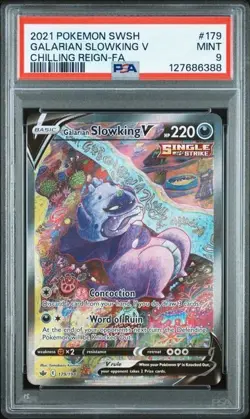 Galarian Slowking V PSA 9 Alt Art Chilling Reign Pokemon Card 179/198 FA 2021 - Image 1