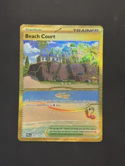 Pokemon TCG Beach Court Trainer Hyper Secret Rare Card 263/182 Paradox Rift - Image 1