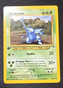 Pokemon Neo Destiny 1st Edition Heracross 41/105 Lightly Played LP WOTC - Image 1