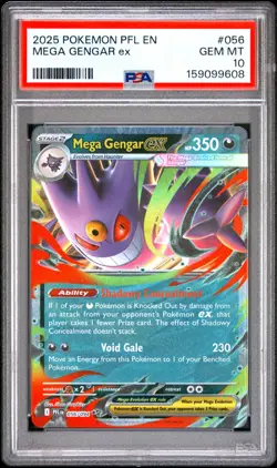 2025 Pokemon Phantasmal Flames MEGA GENGAR EX #056 PSA 10 Gem Mint - Image 1