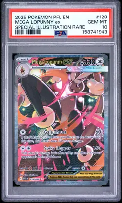 2025 POKEMON PFL EN-SPECIAL ILLUSTRATION RARE #128 MEGA LOPUNNY EX PSA 10 - Image 1