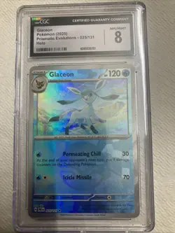 ❄Glaceon Pokeball Holo #25/131 CGC NM/MINT 8✨ Pokemon SV Prismatic Evolutions - Image 1