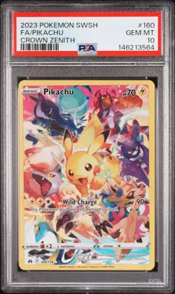 2023 POKEMON SWORD & SHIELD CROWN ZENITH #160 FULL ART/PIKACHU PSA 10 - Image 1