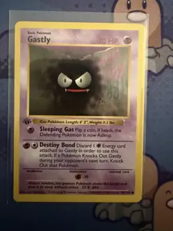 Pokemon GASTLY 1st edition 50/102 Base Set Card NM - Image 1