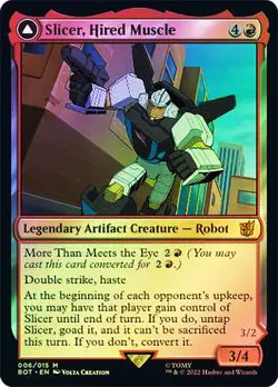 MTG FOIL Slicer, Hired Muscle // Slicer, High-Speed Antagonist - Transformers - Image 1