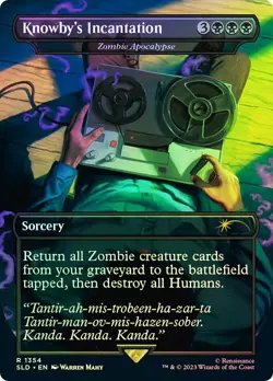 MTG FOIL Zombie Apocalypse(Knowby's Incantation) (Evil Dead) Borderless - Image 1