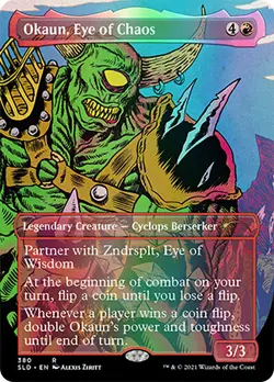 MTG FOIL Okaun, Eye of Chaos Borderless Reversible - Secret Lair Drop #006 - Image 1