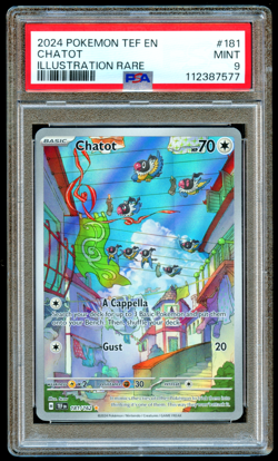 2024 Pokemon TCG Temporal Forces #181 Chatot Illustration Rare PSA 9 - Image 1