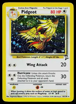 Pokemon Card - Pidgeot Base Set 2 14/130 Holo Rare SWIRL - Image 1