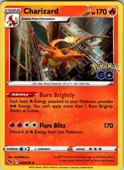 CHARIZARD 010/078 HOLO RARE POKEMON GO POKEMON NM - Image 1