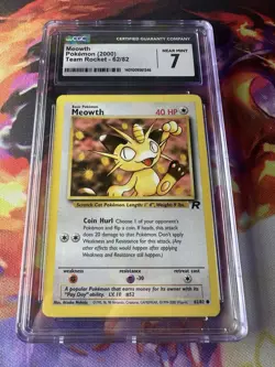 Pokemon TCG Meowth Team Rocket 62/82 Regular Common Unlimited CGC 7 - Image 3