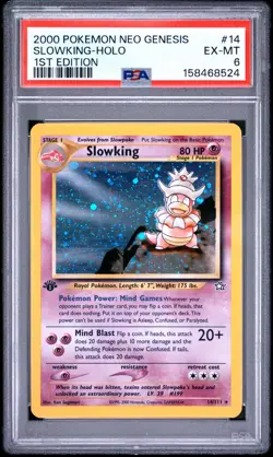 2000 POKEMON NEO GENESIS 1ST EDITION #14 SLOWKING-HOLO PSA 6 - Image 1