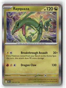 RAYQUAZA 153/217 RARE ASCENDED HEROES POKEMON HOLO NEAR MINT - Image 1