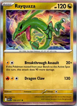 Rayquaza 153/217 Rare Ascended Heroes Pokemon Holo Near Mint - Image 1