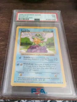 Pokemon Base Set Shadowless Squirtle 63/102 - PSA 7 - Image 1