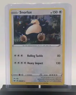 2020 Pokemon TCG Sword & Shield Snorlax Holo 140/202 Cosmos Holo Rare Card LP - Image 1