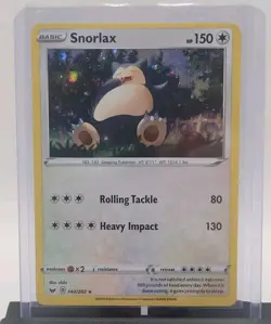 2020 Pokemon TCG Sword & Shield Snorlax Holo 140/202 Cosmos Holo Rare Card LP - Image 5
