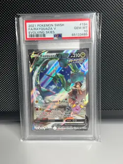 2021 POKEMON SWORD & SHIELD EVOLVING SKIES #194 FULL ART/RAYQUAZA V PSA 10 - Image 1