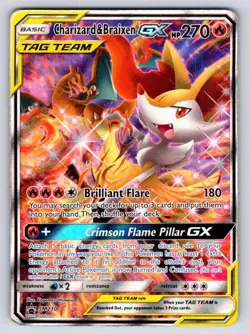 Charizard & Braixen GX - SM230 Holo Promo Sun & Moon Promo Pokemon Damaged - Image 1