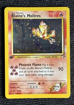 2000 Pokemon Gym Heroes 1st Edition Blaine’s Moltres Holo #1/132 - CLEAN - Image 2