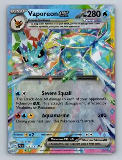 Pokemon SV: Prismatic Evolutions #023/131 Vaporeon ex - Image 1