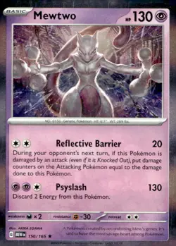 Mewtwo 150/165 Rare 151 Pokemon Holo Lightly Played - Image 1