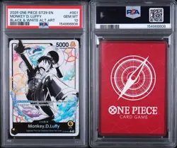 2026 ONE PIECE ST29 #001 EGGHEAD B&W MONKEY D. LUFFY LEADER PARALLEL PSA 10 - Image 1