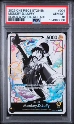 2026 ONE PIECE ST29 #001 EGGHEAD B&W MONKEY D. LUFFY LEADER PARALLEL PSA 10 - Image 2