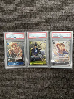 PSA 10 ONE PIECE TIN PACK SET VOL.2 #073 #074 #075 LUFFY SABO ACE SEQUENTIAL SET - Image 1
