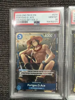 PSA 10 ONE PIECE TIN PACK SET VOL.2 #073 #074 #075 LUFFY SABO ACE SEQUENTIAL SET - Image 2