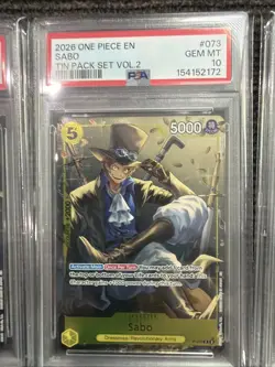 PSA 10 ONE PIECE TIN PACK SET VOL.2 #073 #074 #075 LUFFY SABO ACE SEQUENTIAL SET - Image 3