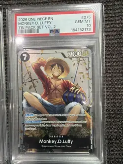 PSA 10 ONE PIECE TIN PACK SET VOL.2 #073 #074 #075 LUFFY SABO ACE SEQUENTIAL SET - Image 4