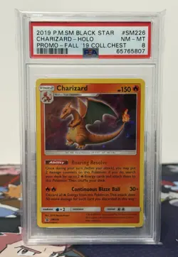 PSA 8 Pokemon Card Charizard Holo Black Star Promo SM226 2019 Collectors Chest - Image 1