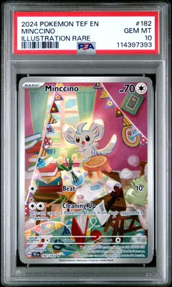 2024 POKEMON TEF EN-TEMPORAL FORCES ILLUSTRATION RARE #182 MINCCINO PSA 10 - Image 1