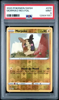 2020 POKEMON SWORD & SHIELD #078 MORPEKO-REVERSE FOIL PSA 9 - Image 1