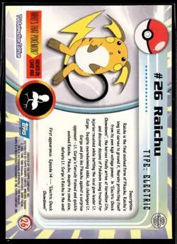 Pokemon Topps Card | TV Animation Edition | Raichu #26 | Non Holo | LP - Image 2