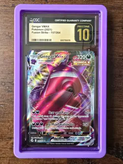 Pokemon Fusion Strike Gengar VMAX 157/264 CGC Pristine 10 Graded Card w/ Guard - Image 1