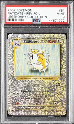 2002 POKEMON LEGENDARY COLLECTION #61 RATICATE-REVERSE FOIL PSA 9 - Image 1