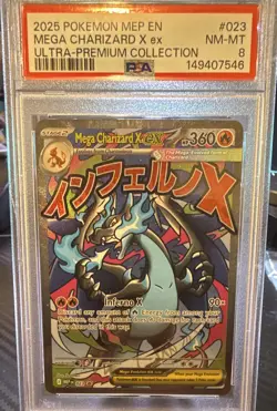 Mega Charizard X EX PSA 8 2025 English Mega Evolution Promo Holo #023 - Image 1