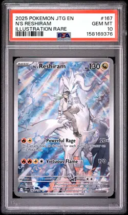 2025 POKEMON JTG EN-JOURNEY TOGETHER ILLUSTRATION RARE #167 N'S RESHIRAM PSA 10 - Image 1