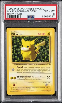 1999 POKEMON JAPANESE COROCORO COMICS PROMO GREY STAR IVY PIKACHU-GLOSSY PSA 8 - Image 1