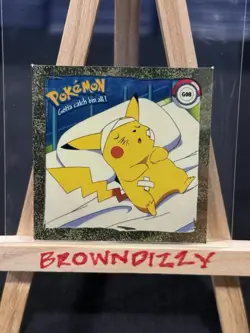 Vintage 1999 Artbox Pokemon R08 Pikachu Gold Sticker Series 1 Prism Holographic - Image 1