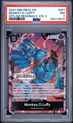 2024 ONE PIECE OFFLINE REGIONALS PACK 2024 VOL.3 #091 MONKEY D. LUFFY PSA 7 - Image 1