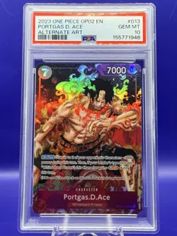 One Piece Portgas D Ace OP02-013 Paramount War Foil Alt Art PSA 10 - Image 1