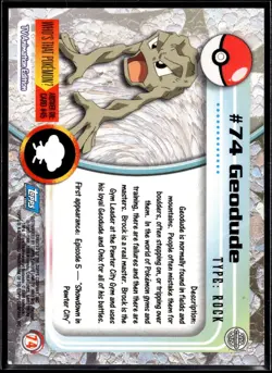 Pokemon Topps Card | TV Animation Edition | Geodude #74 | Holo | LP - Image 2