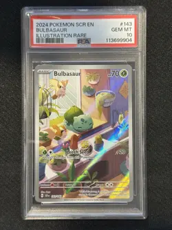 Pokemon TCG Bulbasaur Stellar Crown Illustration Rare Card 143/142 PSA 10 Gem MT - Image 1