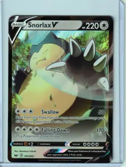 2020 POKEMON SNORLAX V 141/202- SWORD & SHIELD - ULTRA RARE -HOLO NM - Image 1